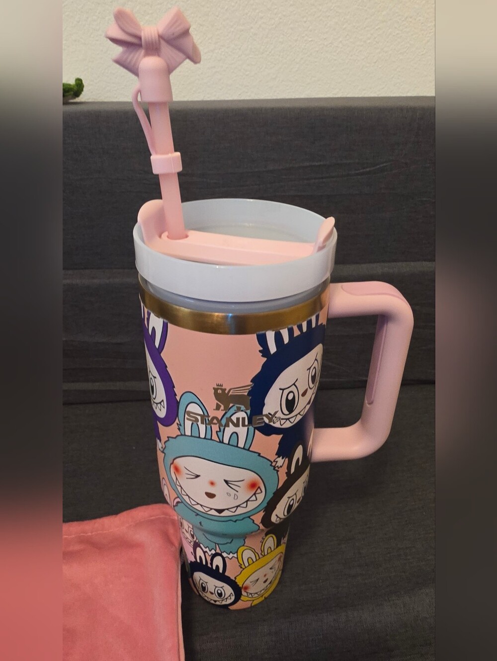Stanley Pink Character Travel Mug with Bow Straw - 40 oz